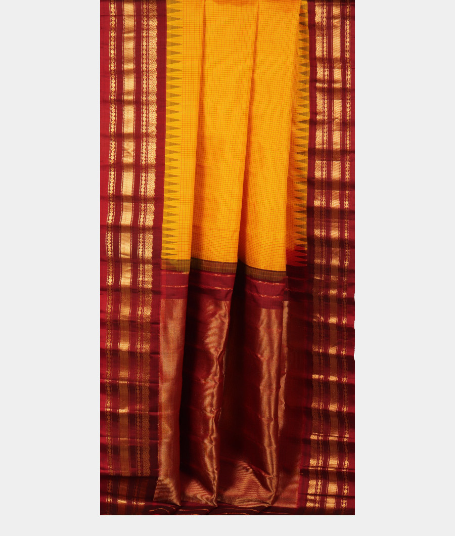 Yellow Gadwal Silk Saree T2778692