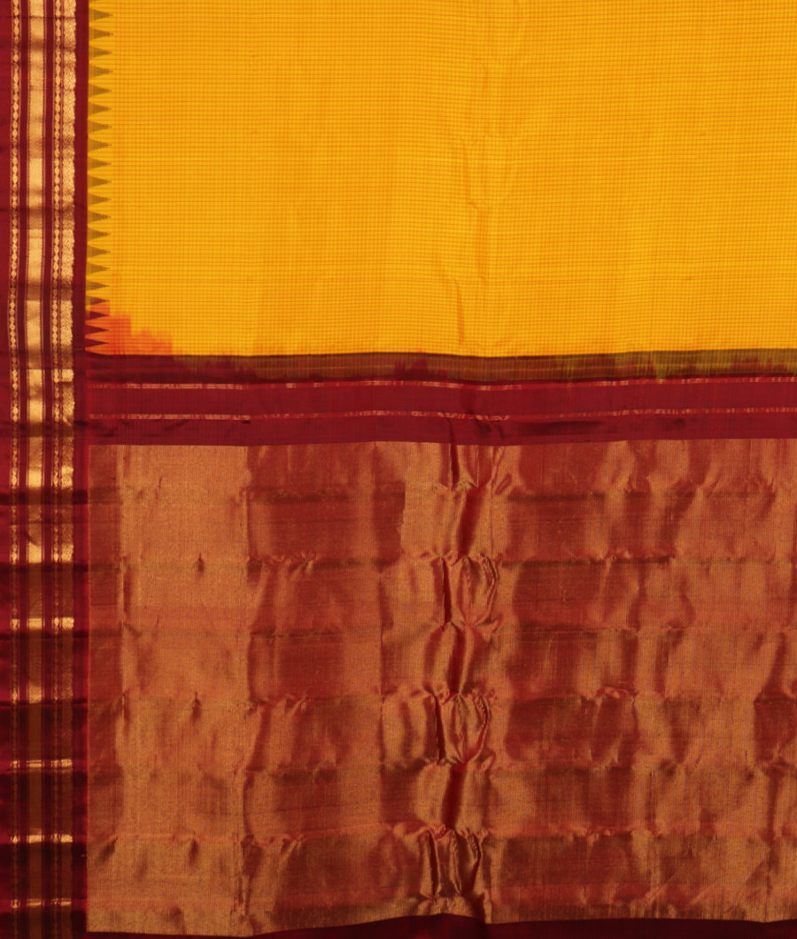 Yellow Gadwal Silk Saree T2778694