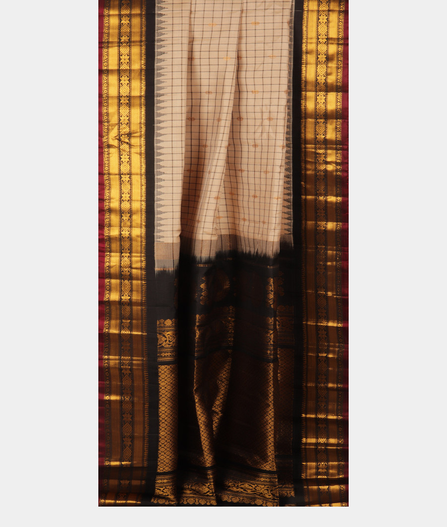 Beige Gadwal Silk Saree T2778932