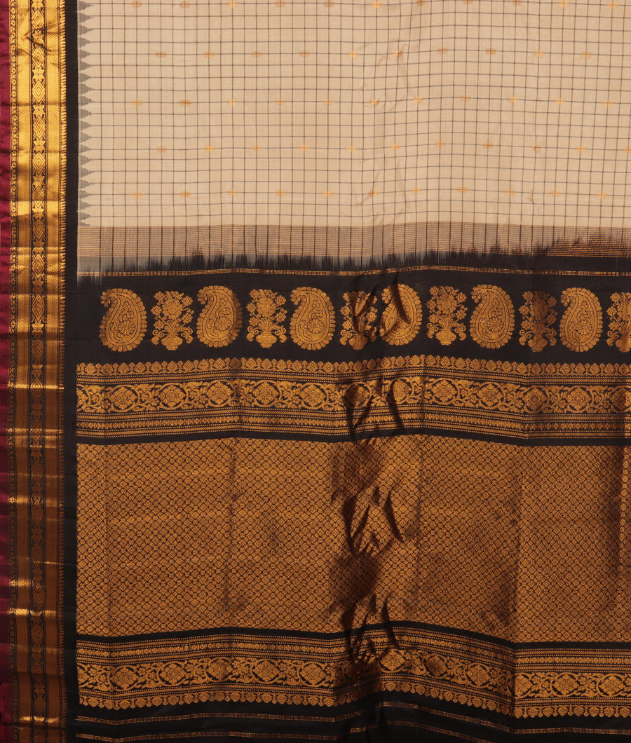 Beige Gadwal Silk Saree T2778934