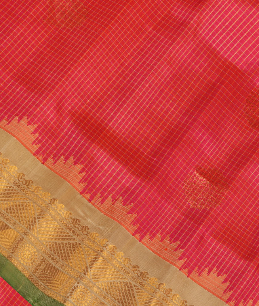 Pinkish Orange Gadwal Silk Saree T277889-image