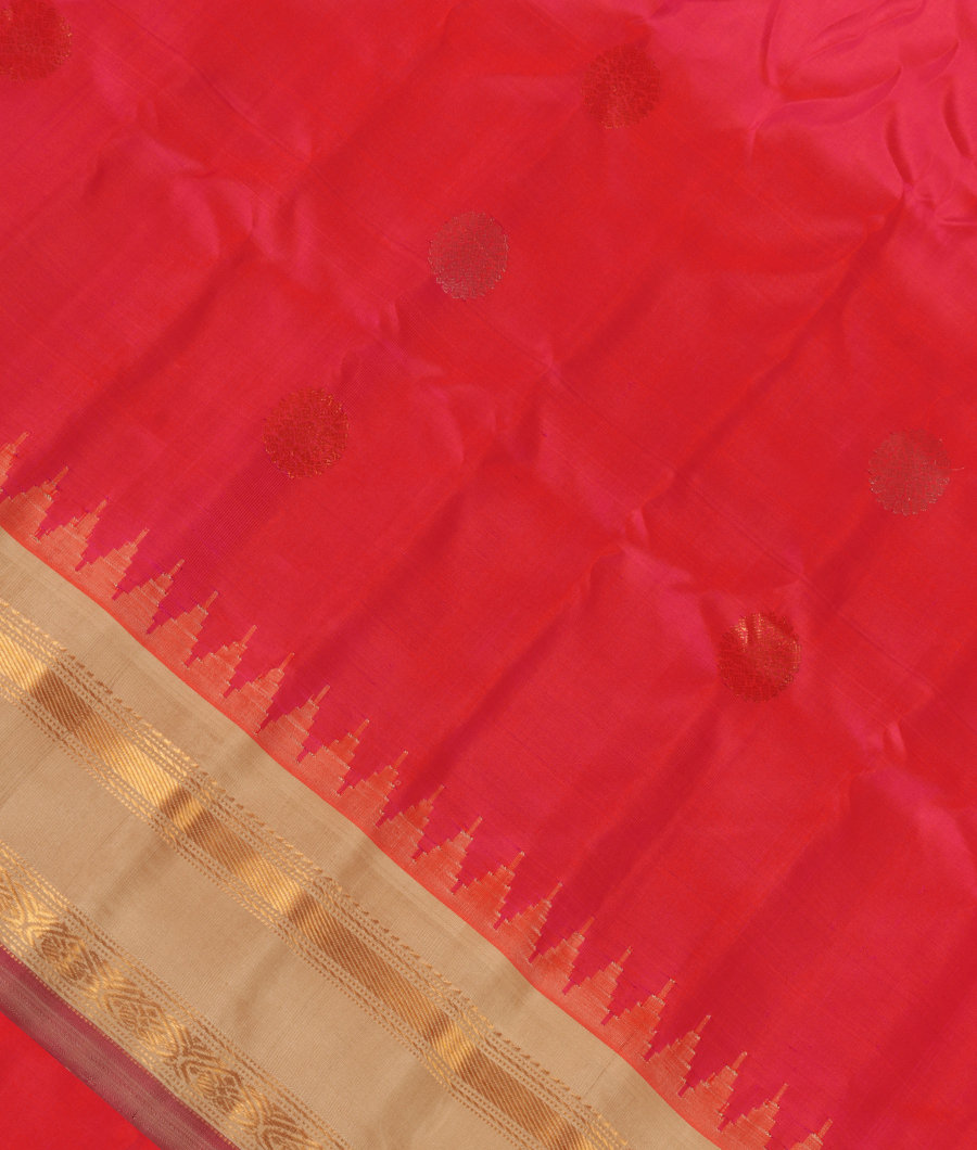 Pinkish Orange  Gadwal Silk Saree T277890-image