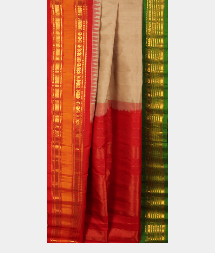 Beige Gadwal Silk Saree T2778822