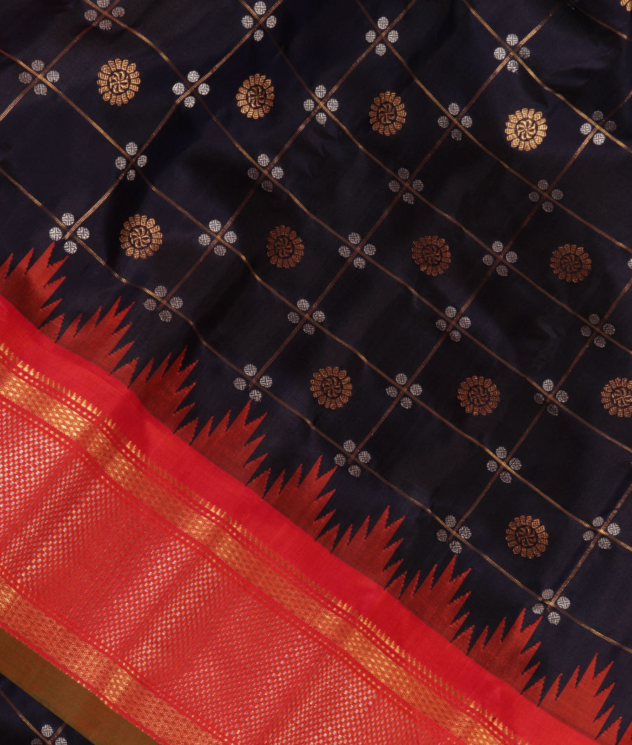 Dark Blue Gadwal Silk Saree T277908-image