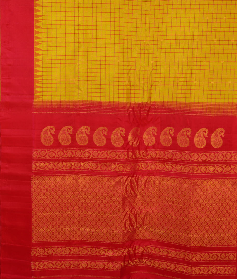 Yellow Gadwal Silk Saree T2778634