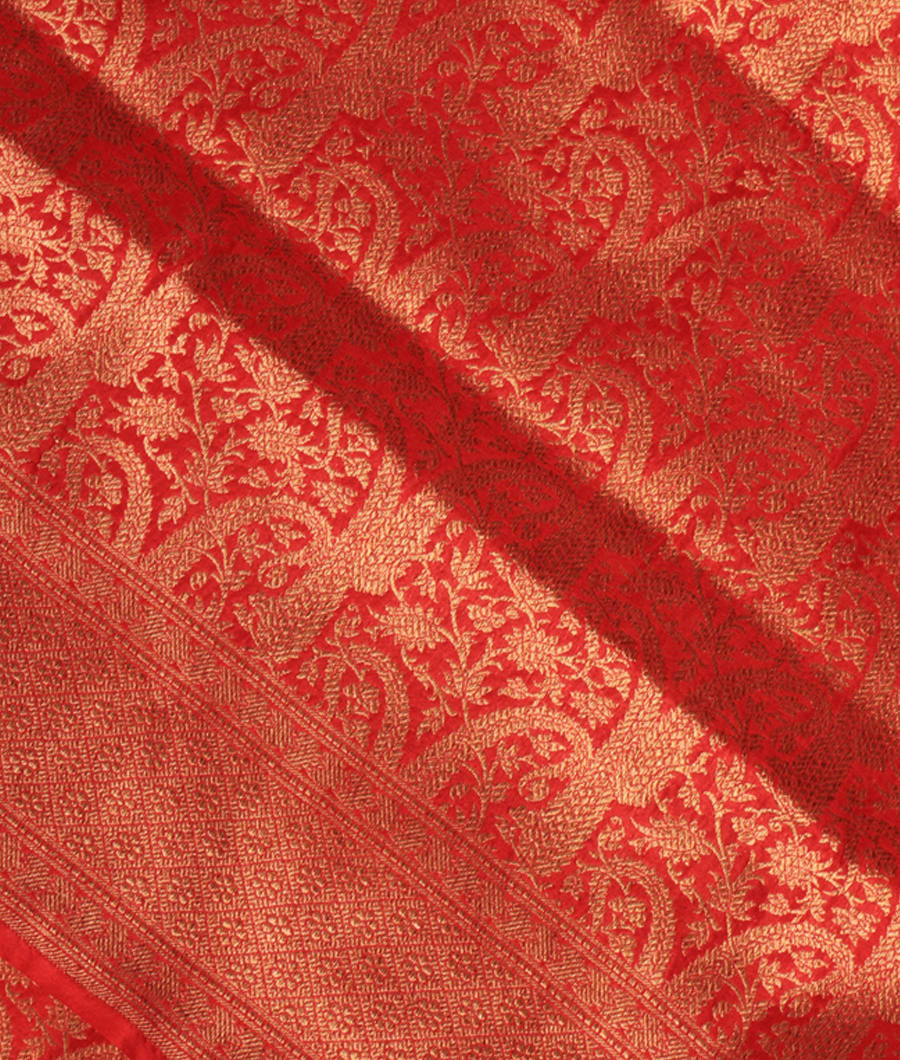 Red Banaras Silk Saree T291375-image