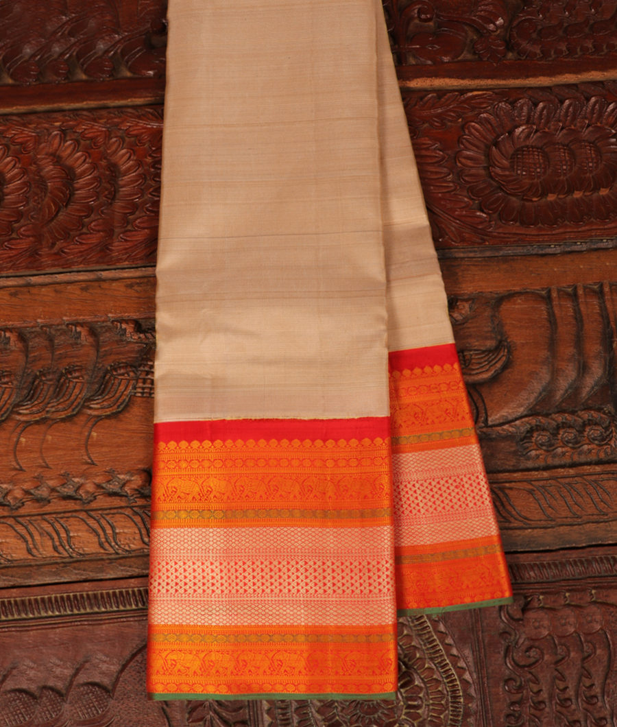 Beige Handwoven Kanjivaram Silk Saree T261165-image