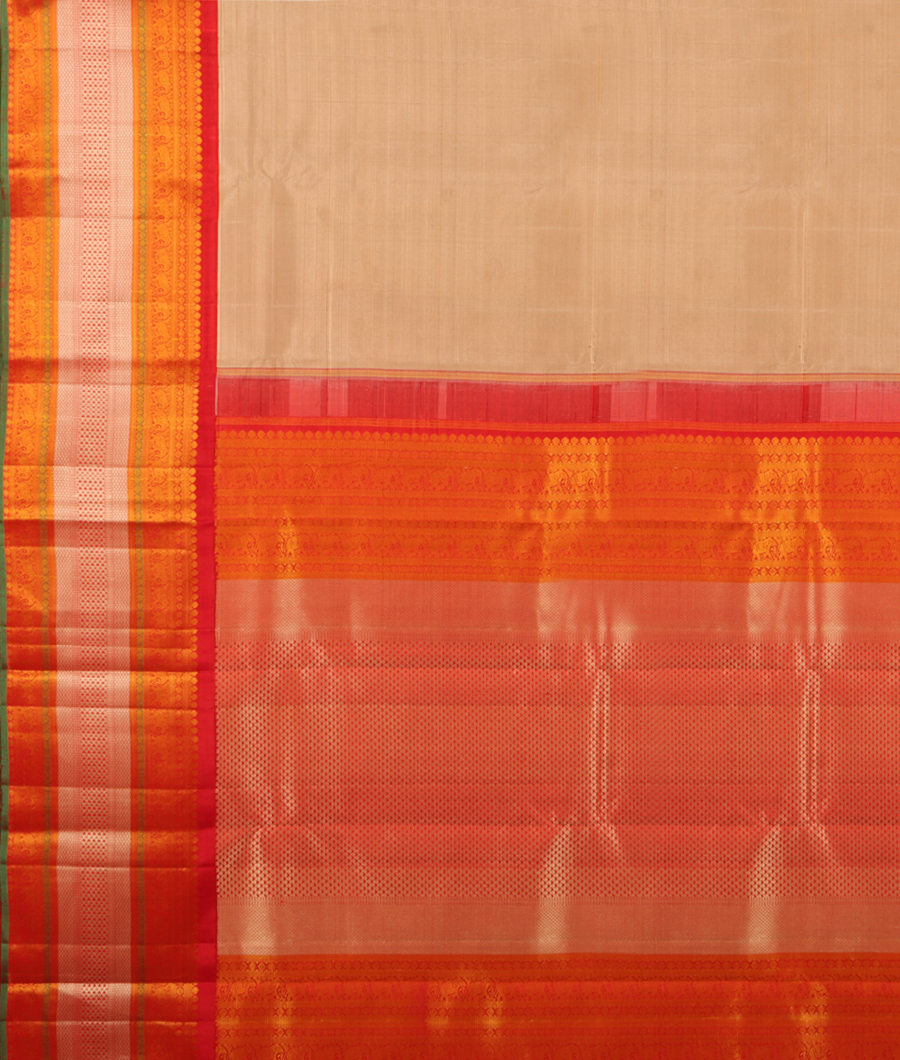 Beige Handwoven Kanjivaram Silk Saree T2611654