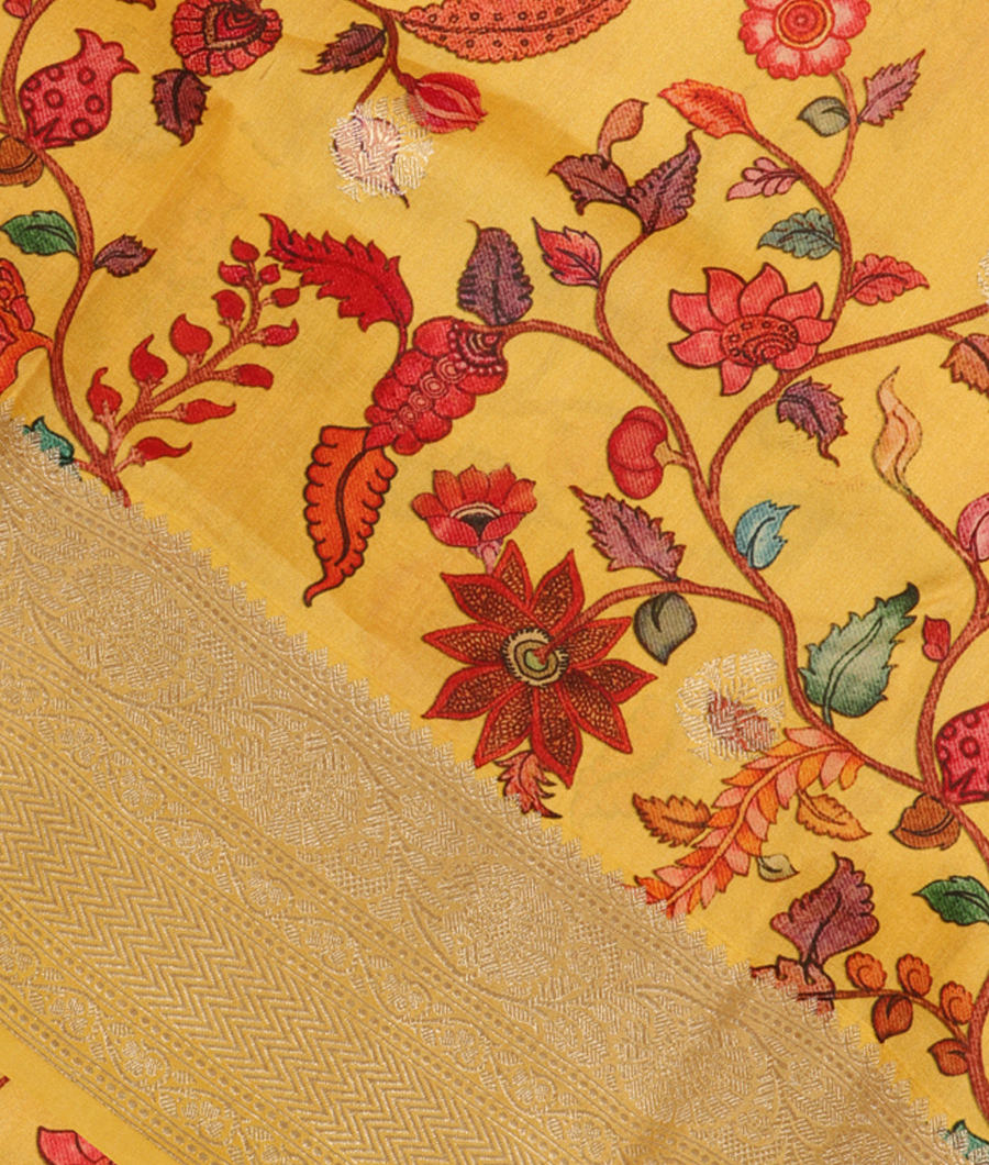 Yellow Banaras Kathan Silk Saree T271976-image