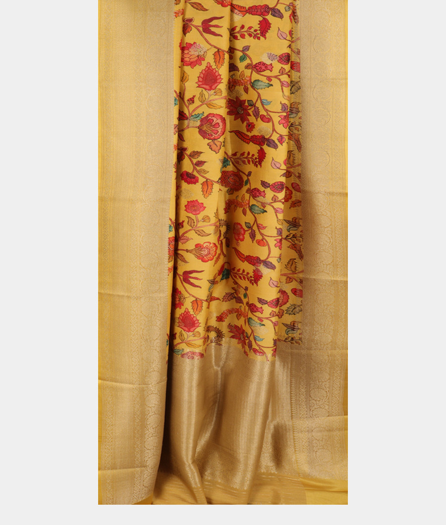 Yellow Banaras Kathan Silk Saree  T2719762