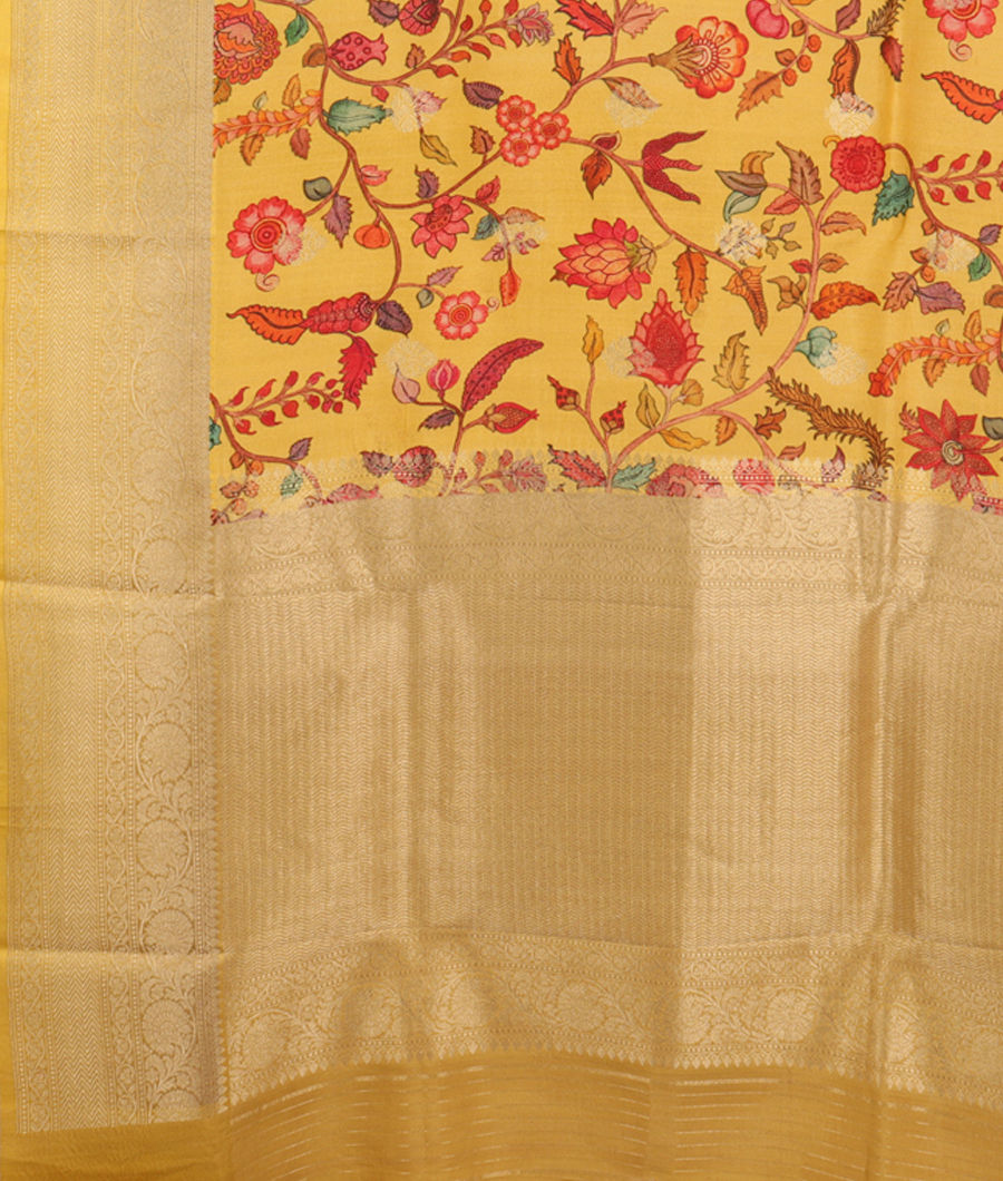 Yellow Banaras Kathan Silk Saree  T2719764