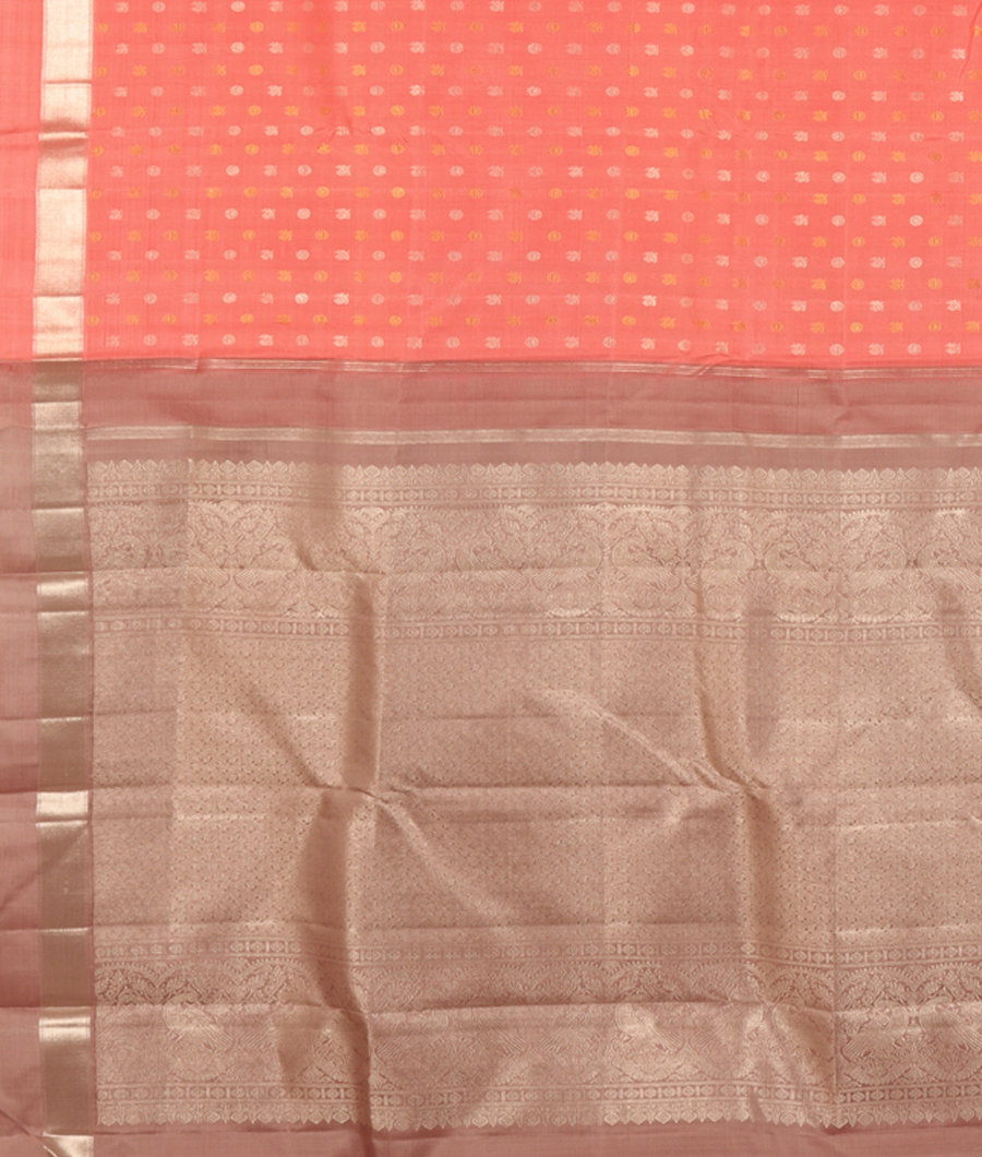 Peach Handwoven Kanjivaram Silk Saree T2860094