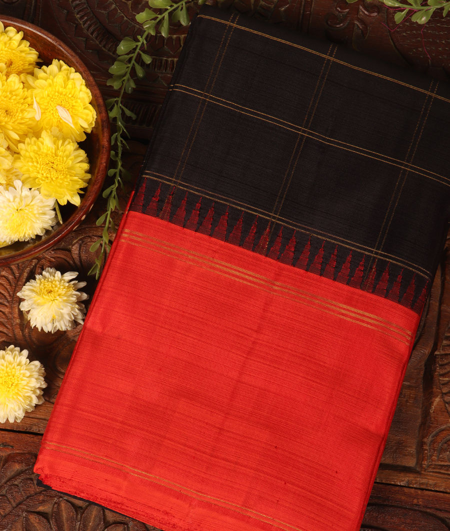 Black Handwoven Kanjivaram Silk Saree T295995-image