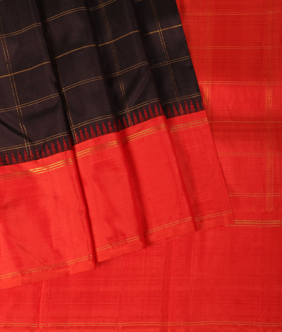 Black Handwoven Kanjivaram Silk Saree T2959954