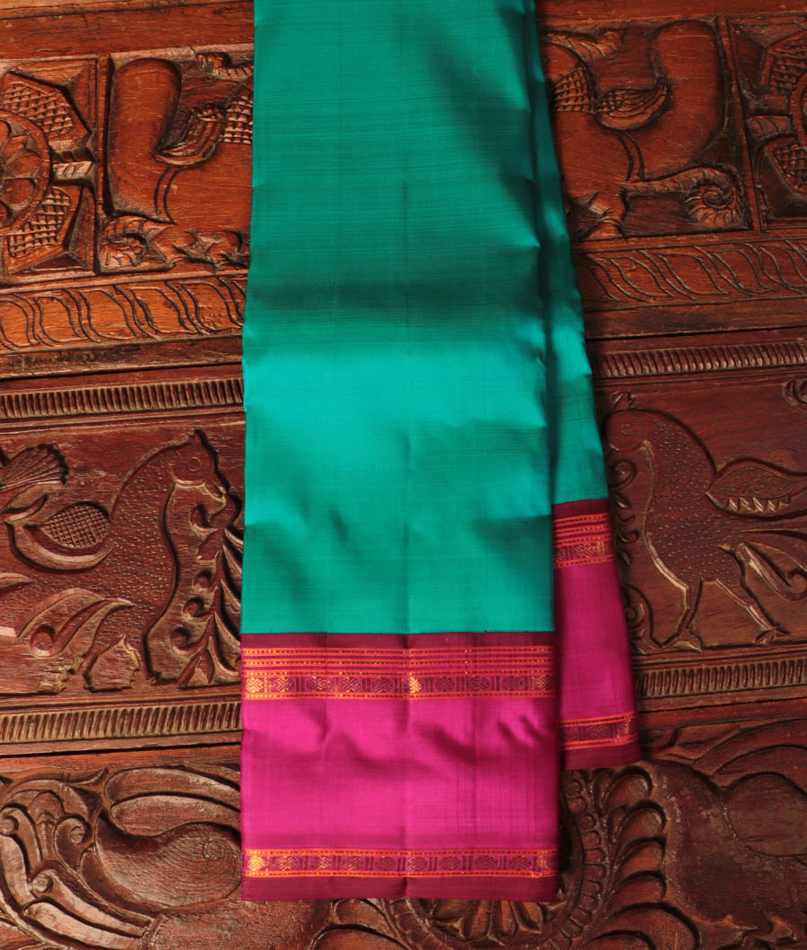 Peacock Blue Handwoven Kanjivaram Silk Saree T284708-image