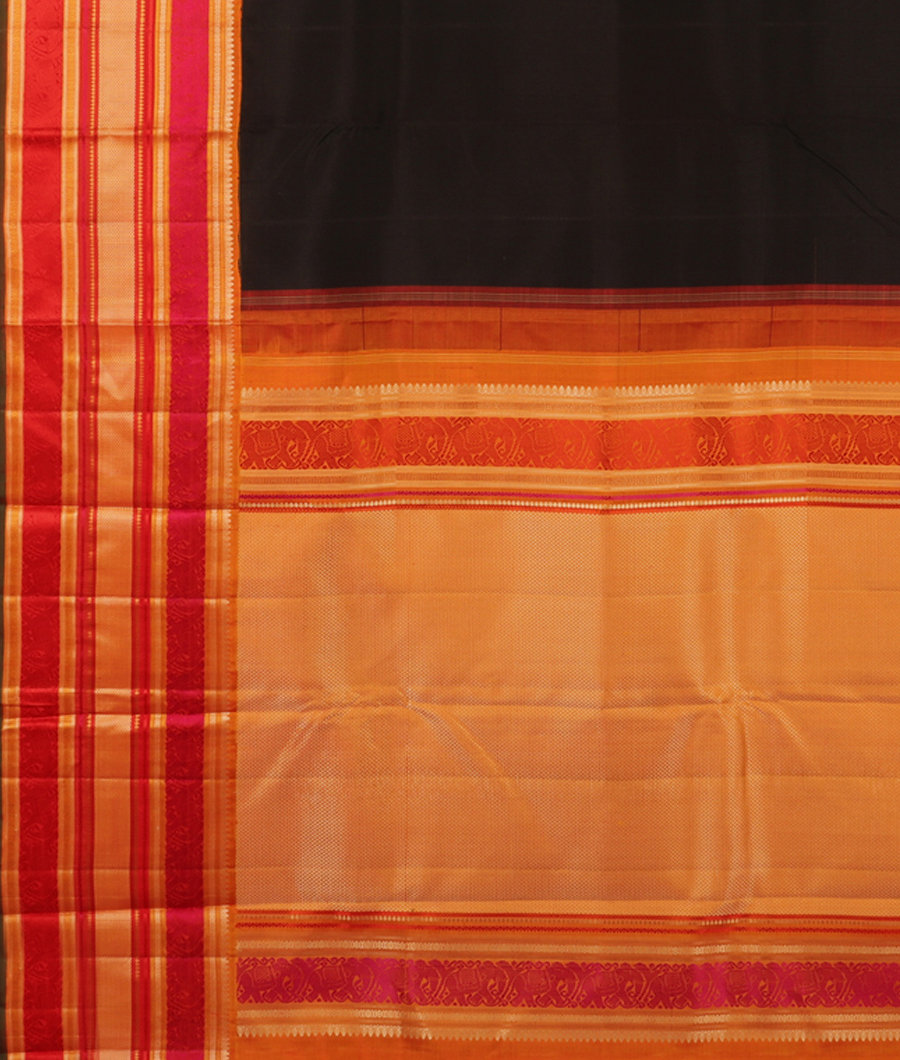 Black Handwoven Kanjivaram Silk Saree T2821254