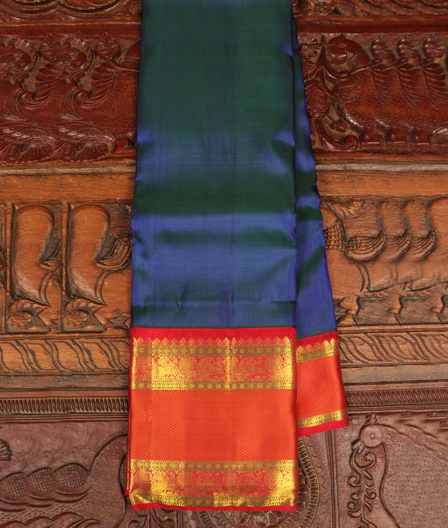 Peacock Blue Handwoven Kanjivaram Silk Saree  T266470-image