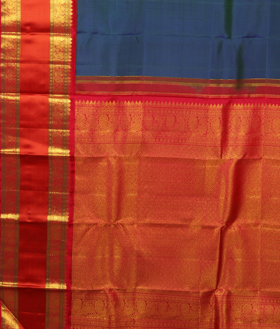 Peacock Blue Handwoven Kanjivaram Silk Saree  T2664704