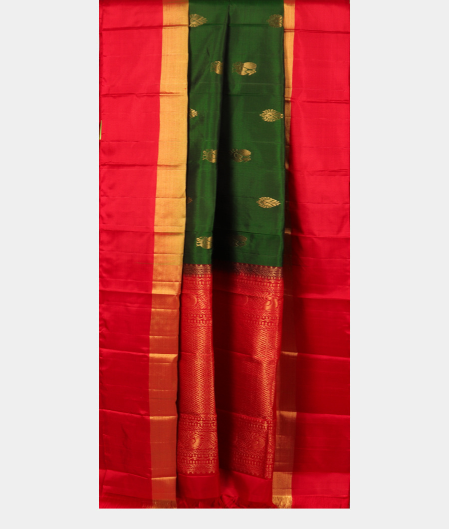 Bottle Green Soft Silk Saree T2923812