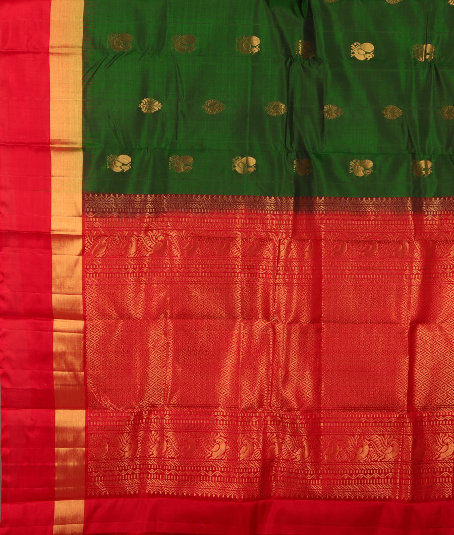 Bottle Green Soft Silk Saree T2923814