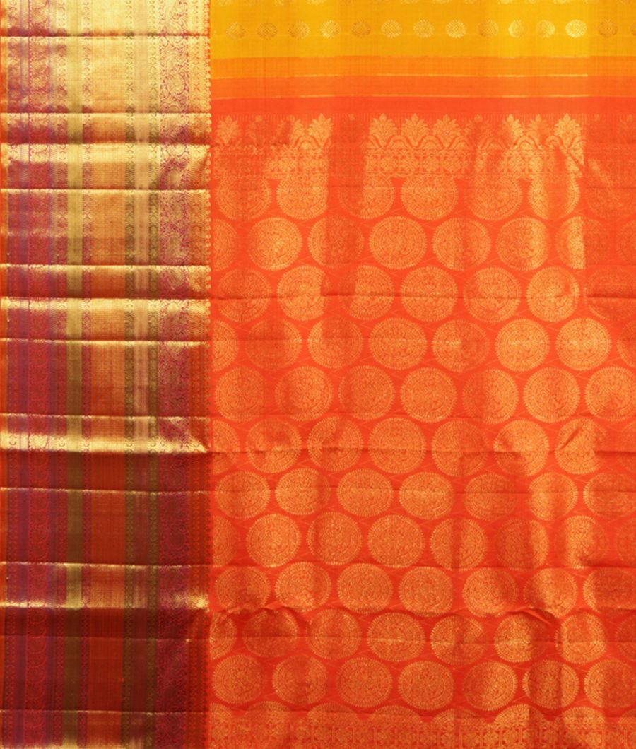 Yellow Handwoven Kanjivaram Silk Saree T2635324