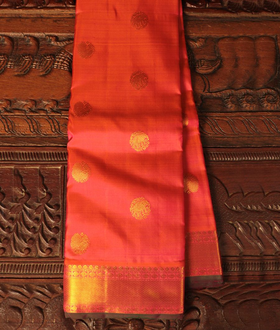 Pinkish Orange Handwoven Kanjivaram Silk Saree T291787-image