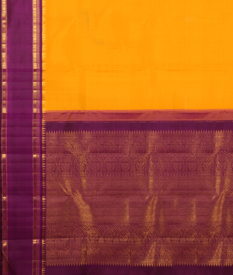 Yellow Handwoven Kanjivaram Silk Saree T2596524