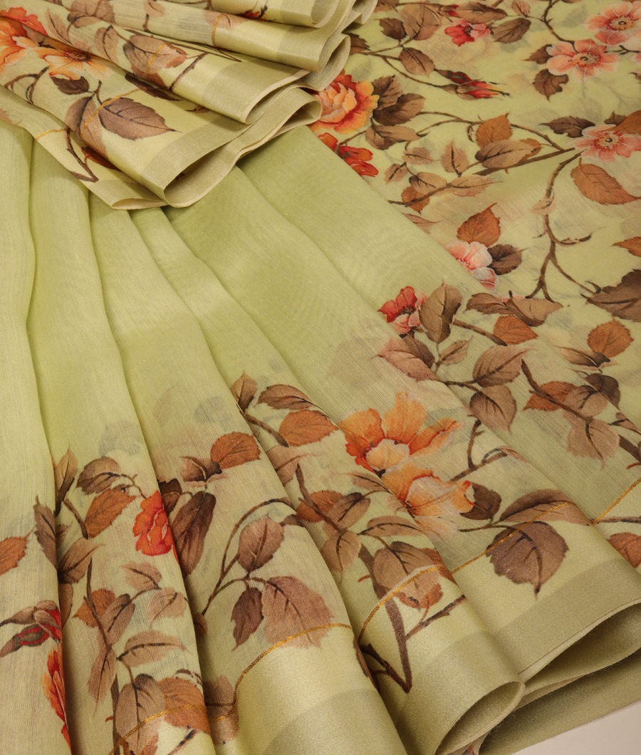 Green Soft Tussar Printed Saree T298977-image