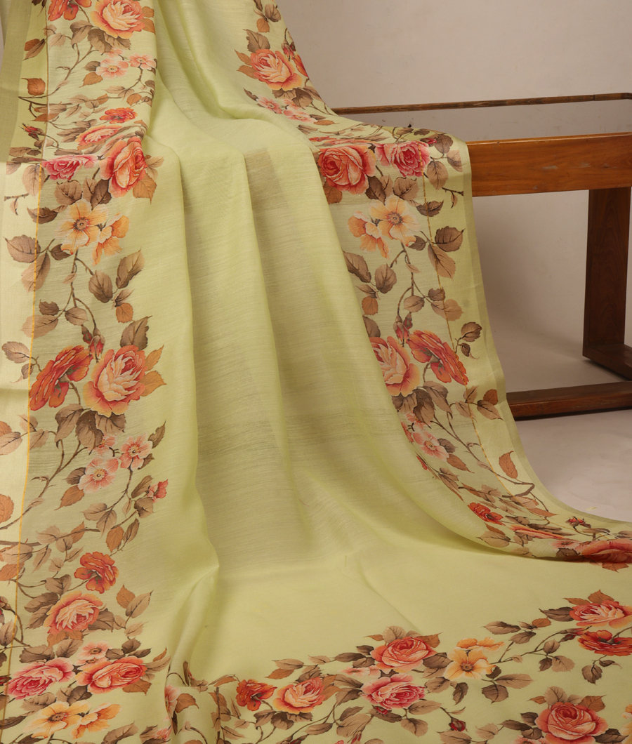 Green Soft Tussar Printed Saree T2989772