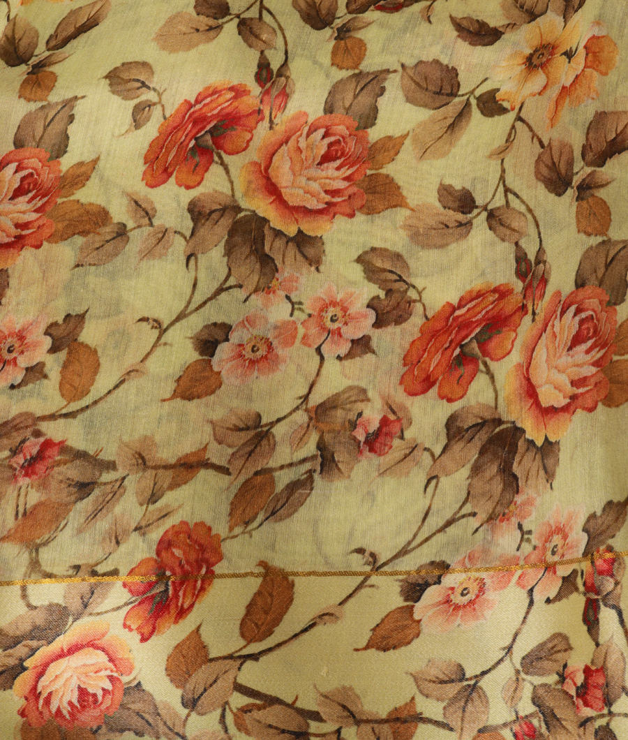 Green Soft Tussar Printed Saree T2989773