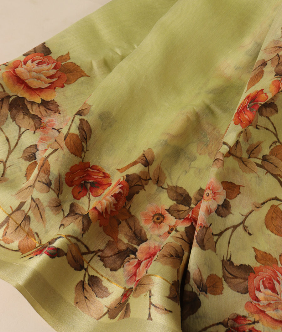 Green Soft Tussar Printed Saree T2989774