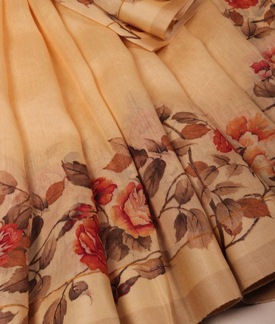 Beige Soft Tussar Printed Saree T298971-image