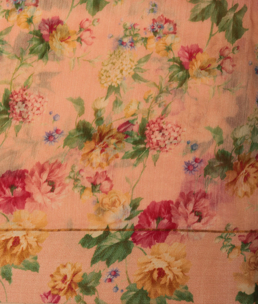 Peach Soft Tussar Printed Saree T2989873