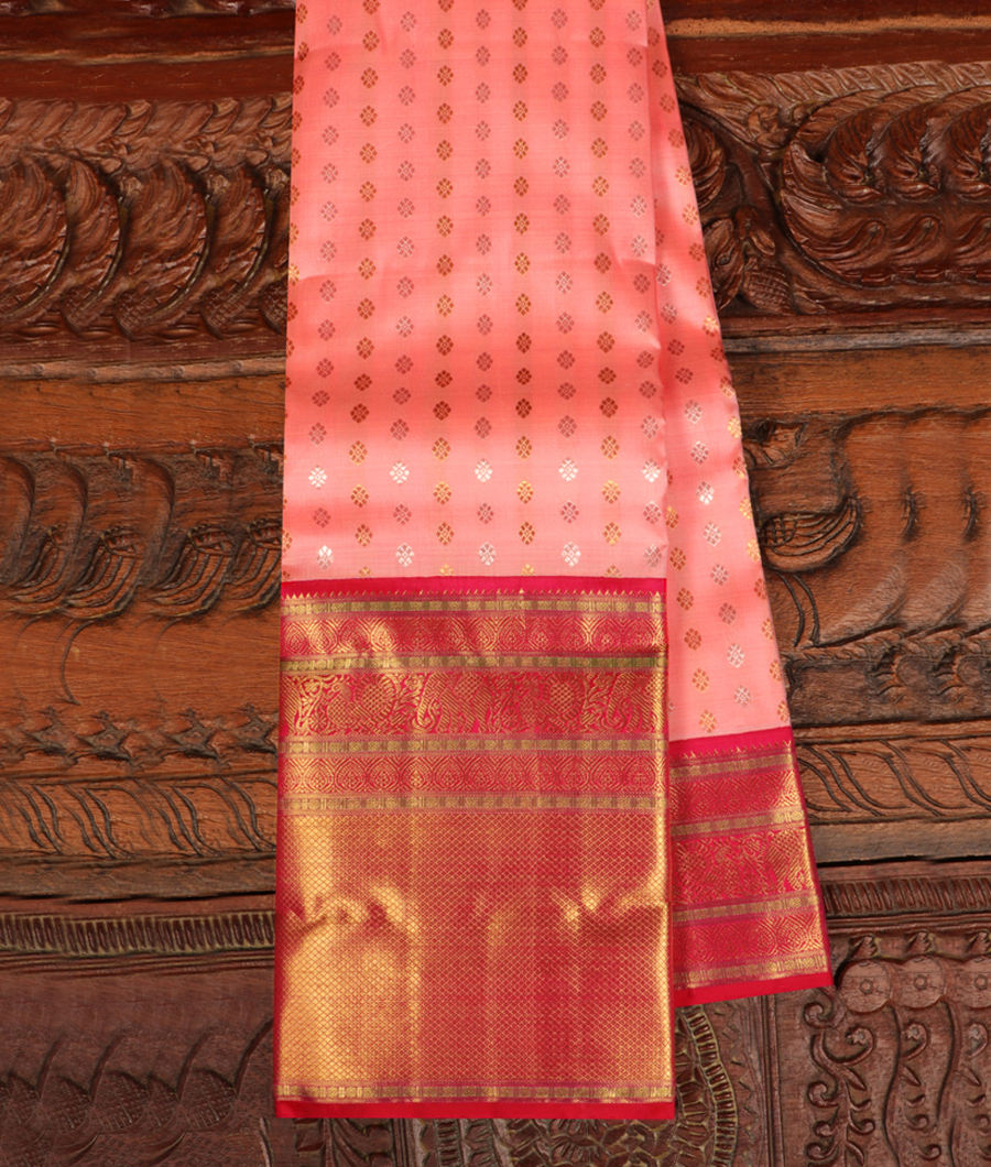 Peach Handwoven Kanjivaram Silk Saree T273801-image