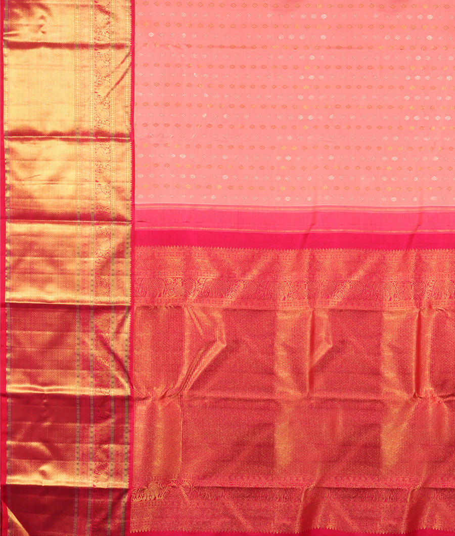 Peach Handwoven Kanjivaram Silk Saree T2738014