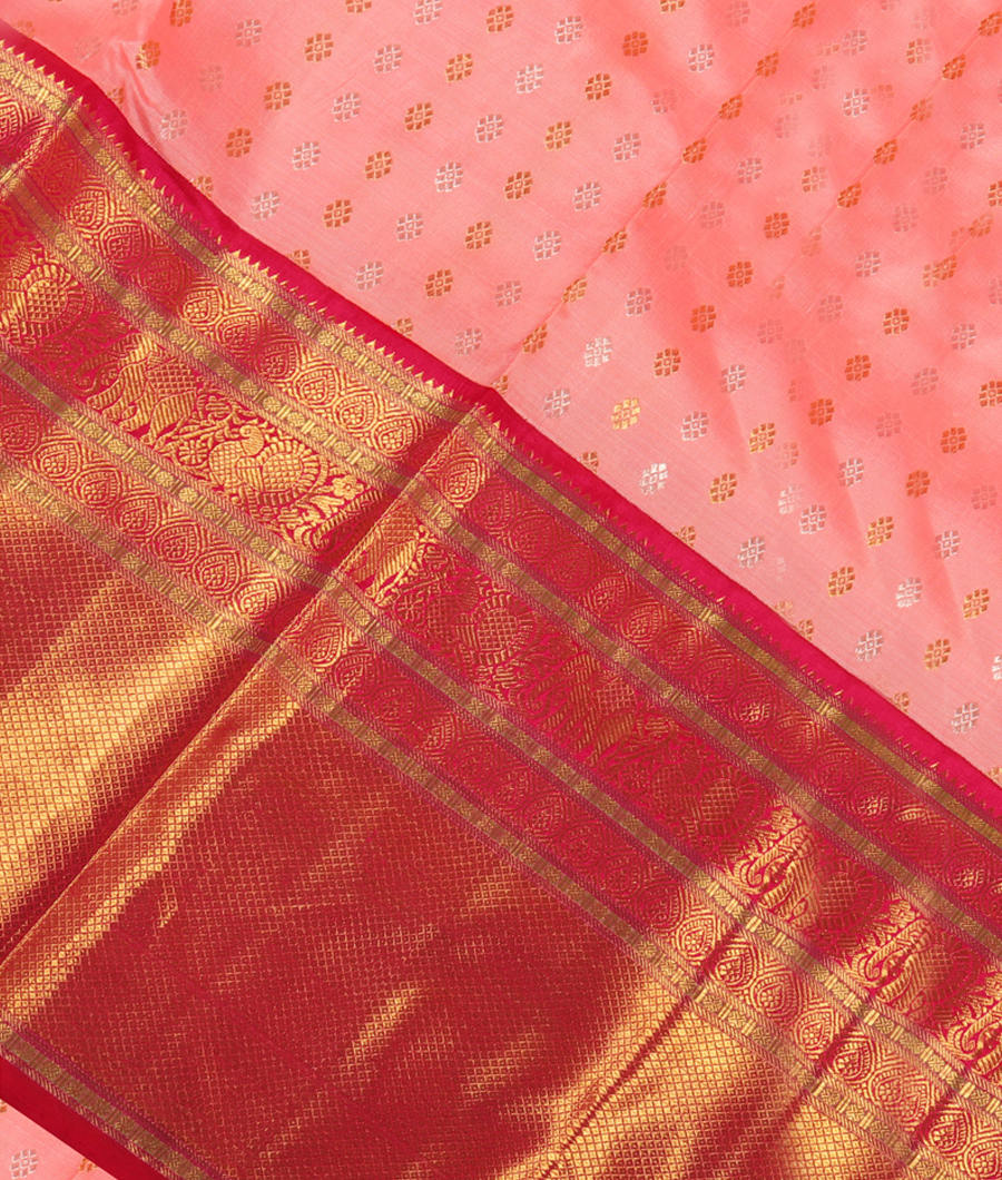 Peach Handwoven Kanjivaram Silk Saree T2738015
