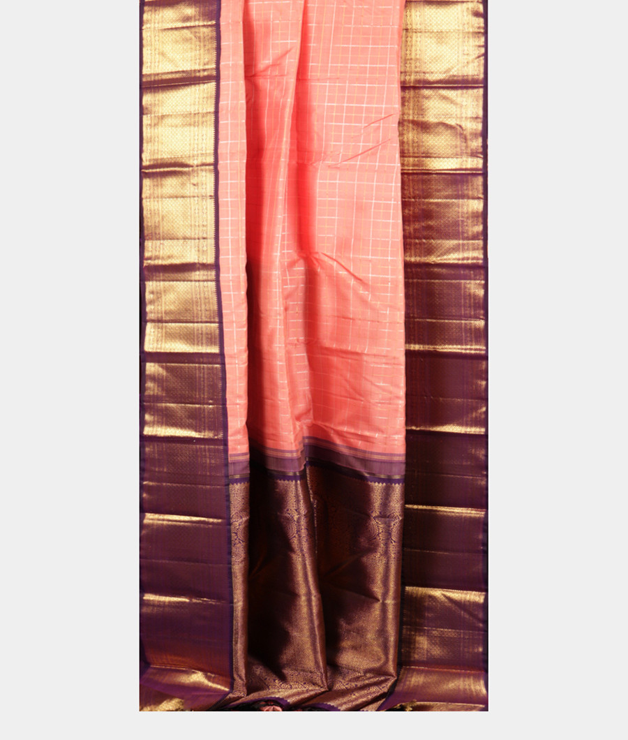 Peach Handwoven Kanjivaram Silk Saree T2859922