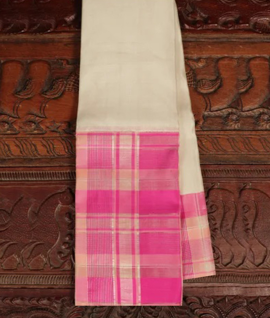 White Linen Kanjivaram Silk Saree T109503-image