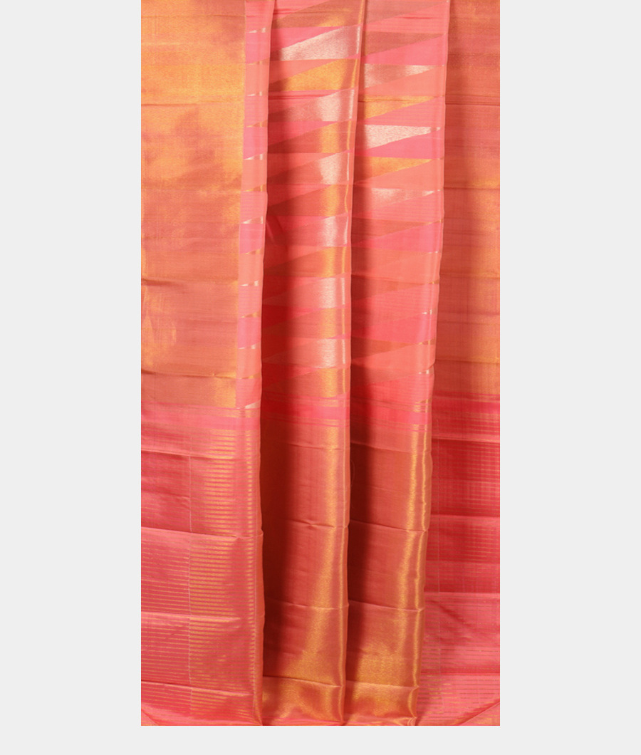 Peach Pink Handwoven Kanjivaram Silk Saree T2395192