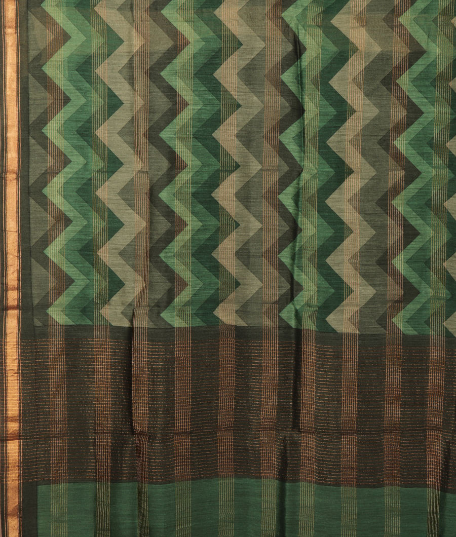 Green Soft Tussar Printed Saree T2957845