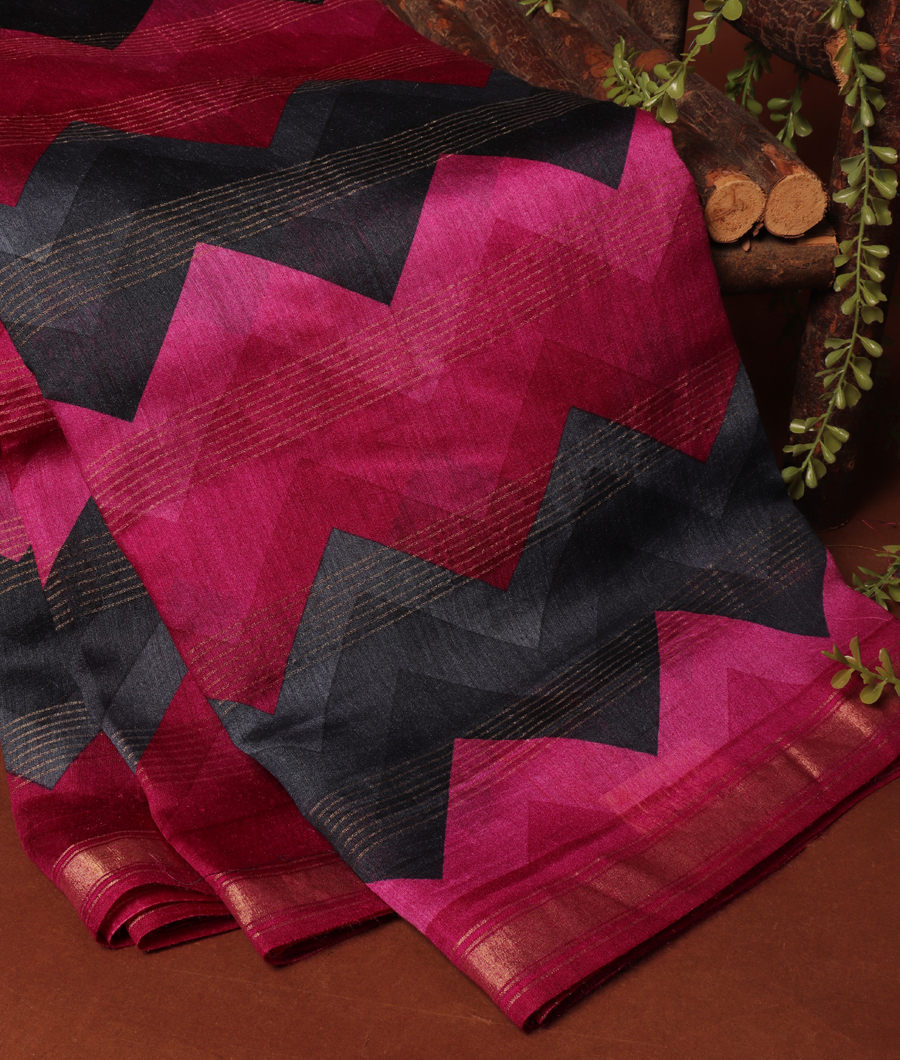 Purple Soft Tussar Printed Saree T295786-image