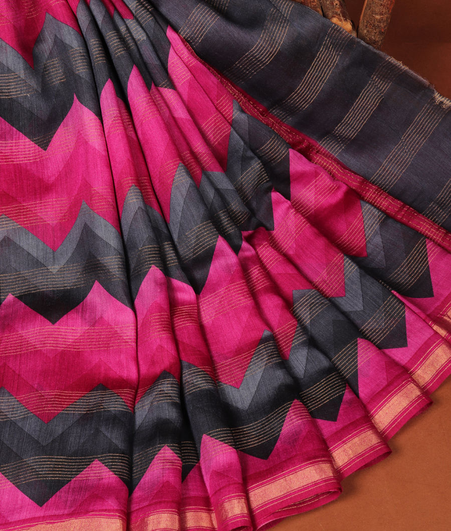 Purple Soft Tussar Printed Saree T2957862