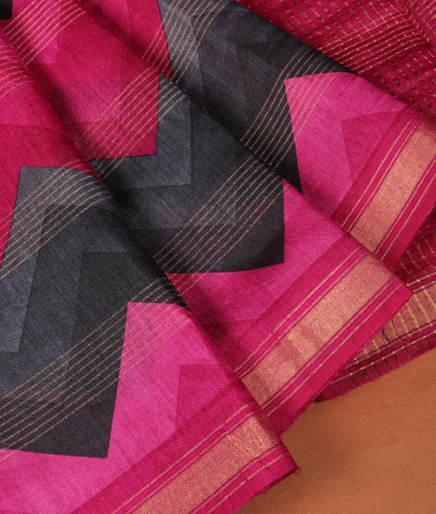 Purple Soft Tussar Printed Saree T2957864