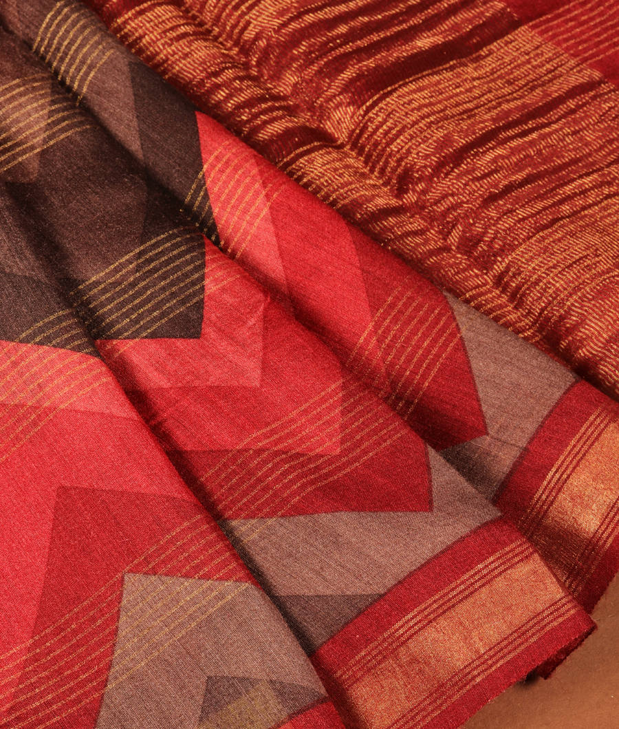 Red Soft Tussar Printed SareeT2957754