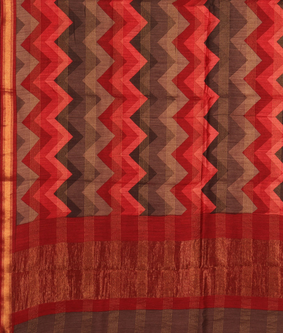 Red Soft Tussar Printed SareeT2957755