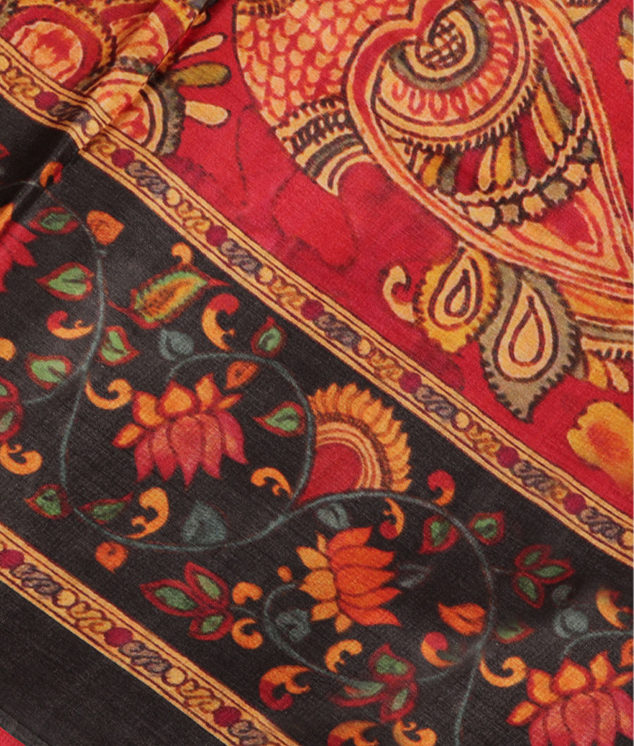 Red Tussar Printed Saree T283937-image
