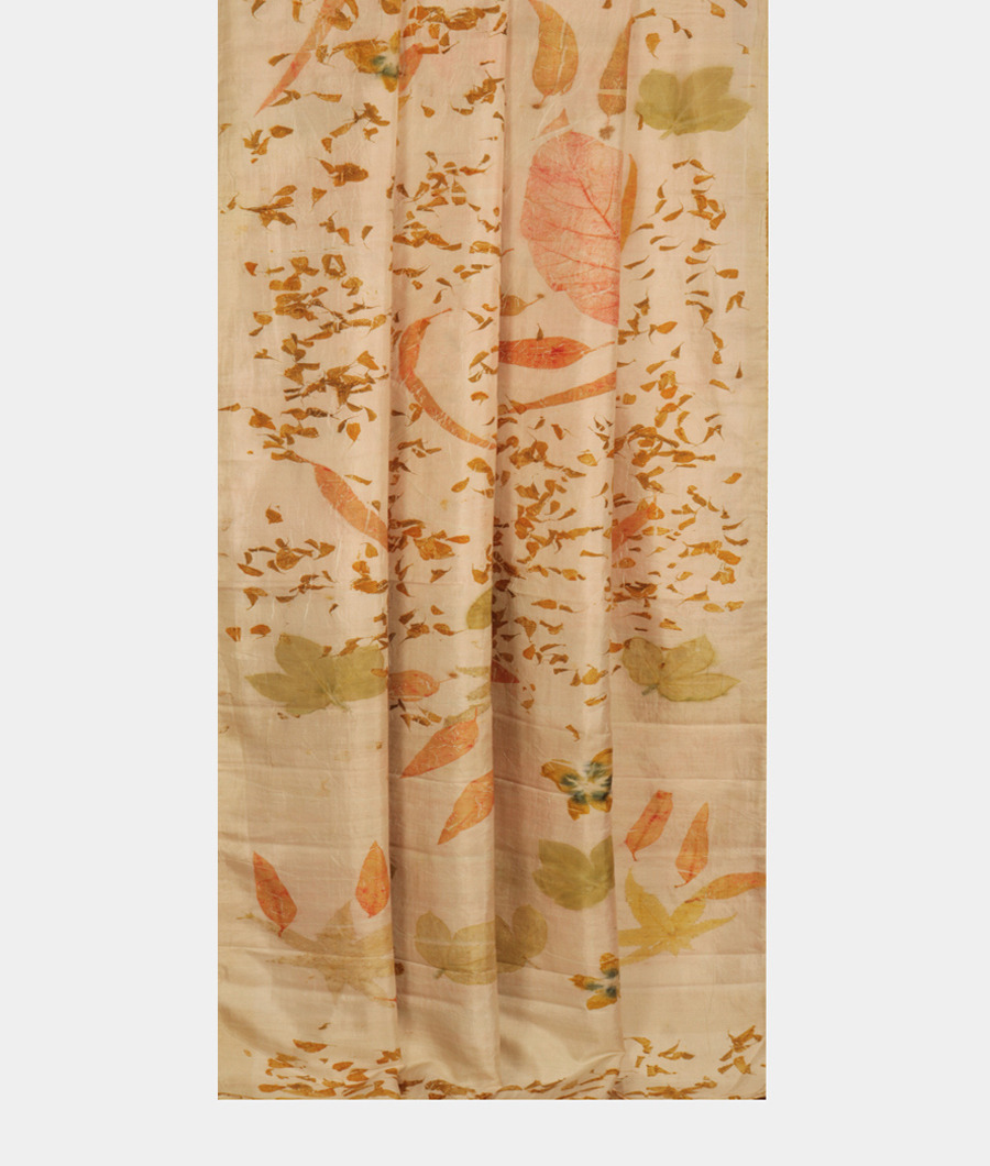 Off White Printed Silk Saree T2894342