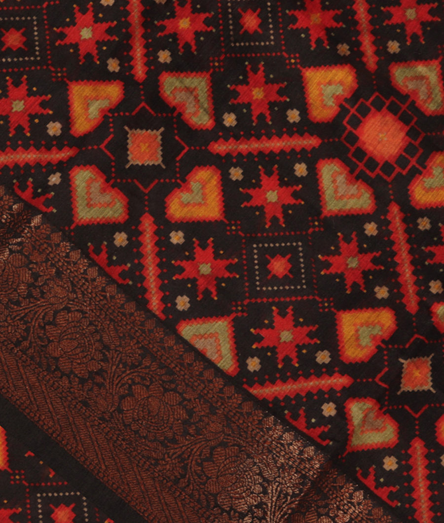 Black Tussar Printed Saree T283584-image