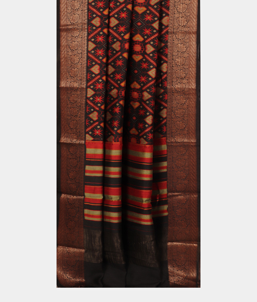 Black Tussar Printed Saree T2835842