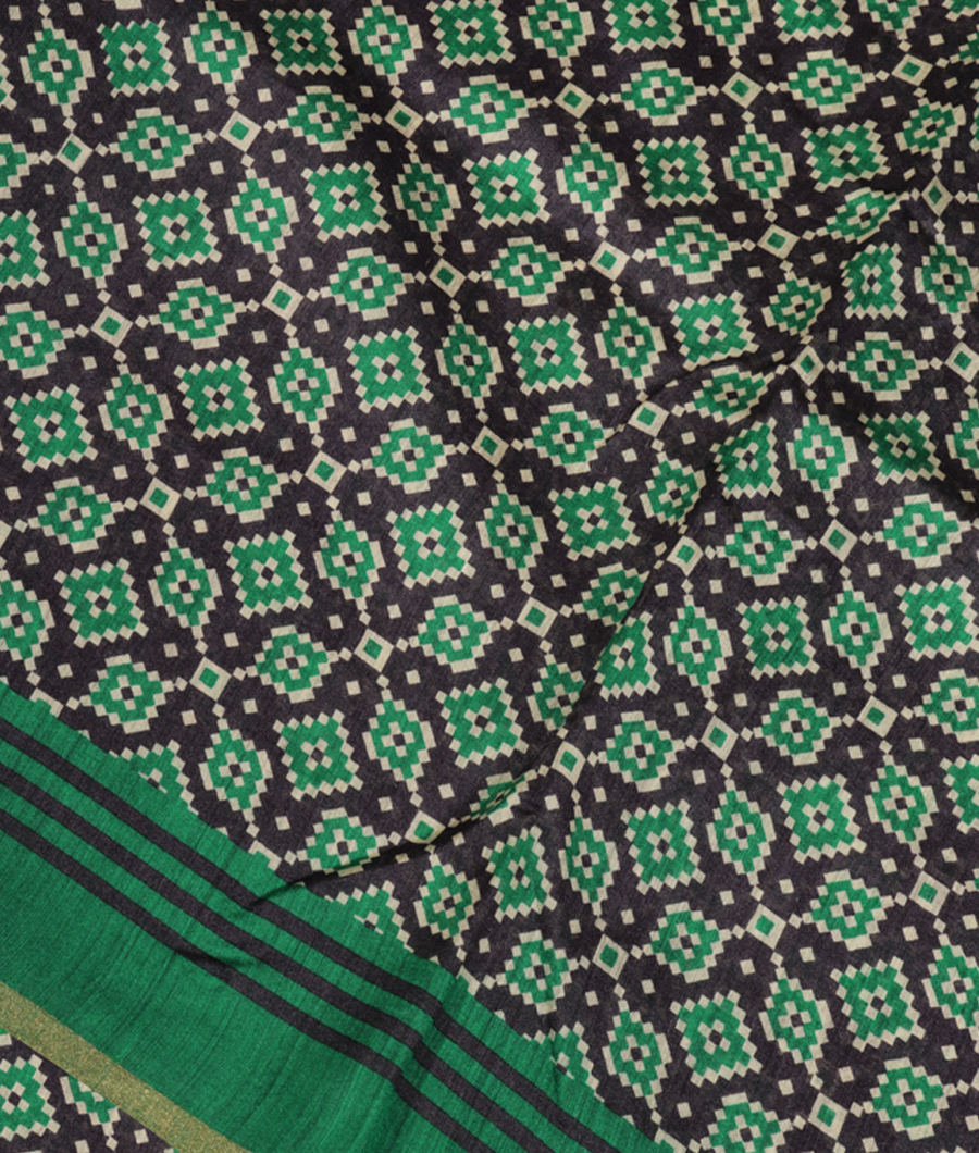 Dark Grey Soft Tussar Printed Saree T258170-image